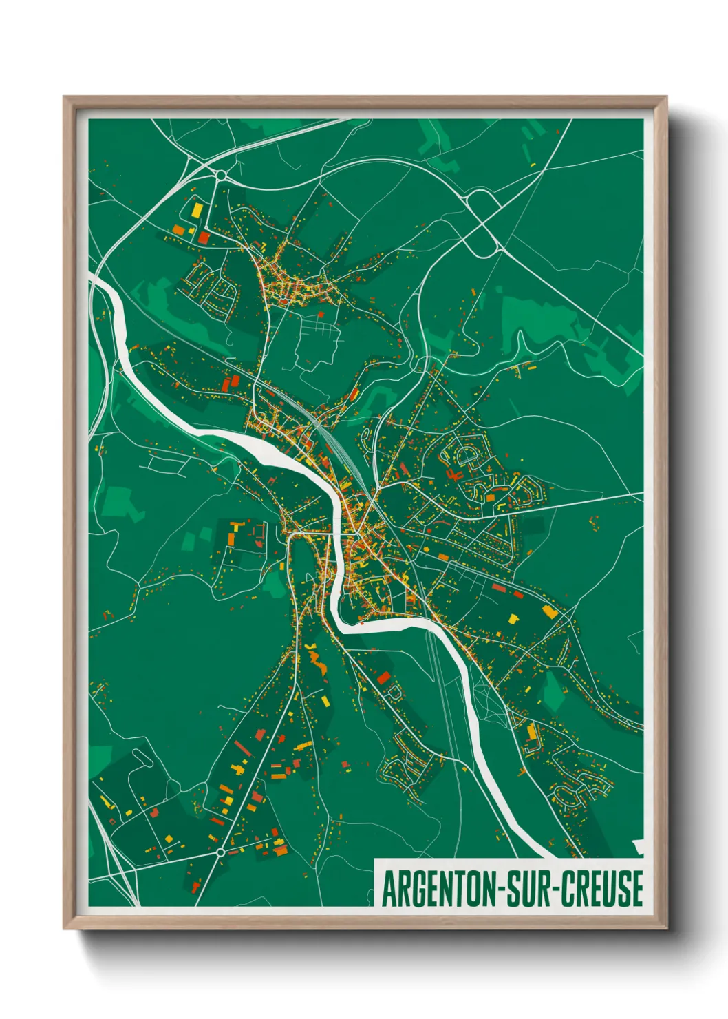 Une affiche de carte sur Argenton-sur-Creuse