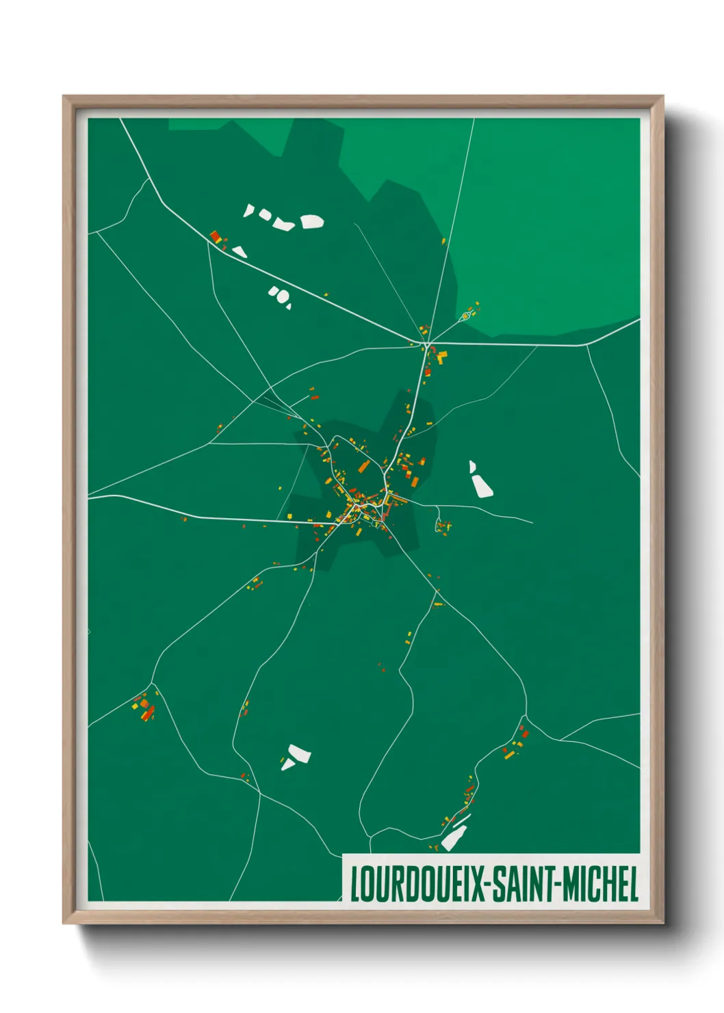Une affiche de carte sur Lourdoueix-Saint-Michel