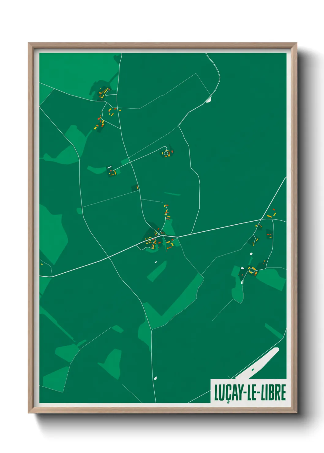 Une affiche de carte sur Luçay-le-Libre