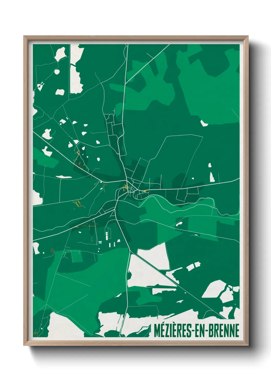 Une affiche de carte sur Mézières-en-Brenne