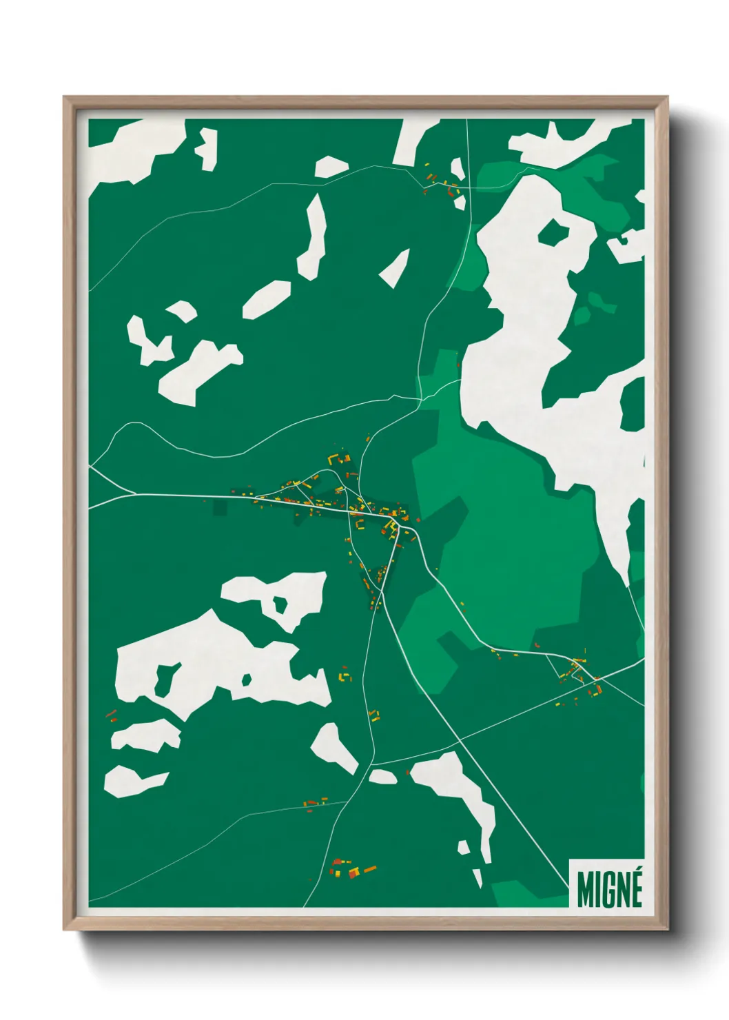 Une affiche de carte sur Migné
