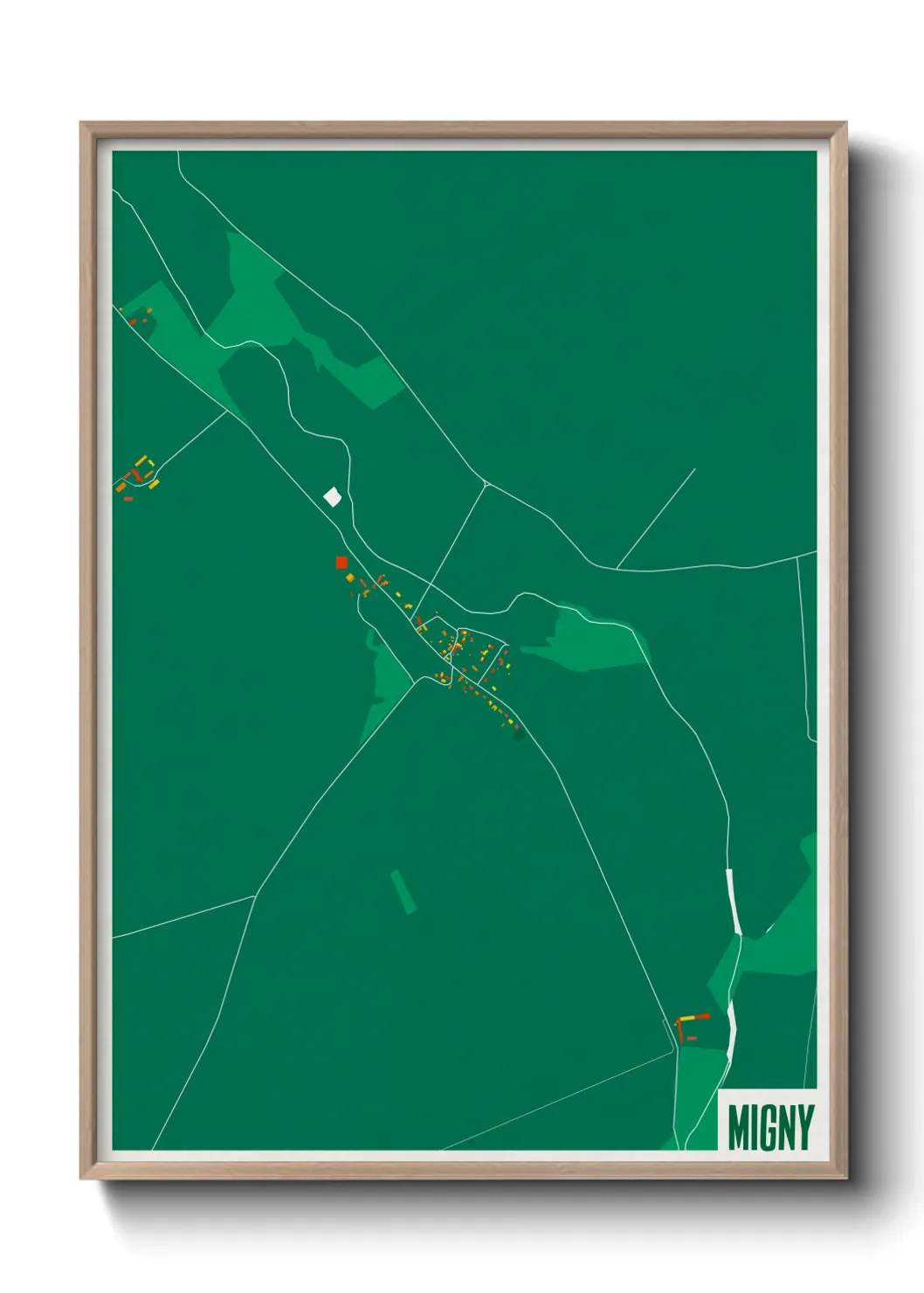 Une affiche de carte sur Migny