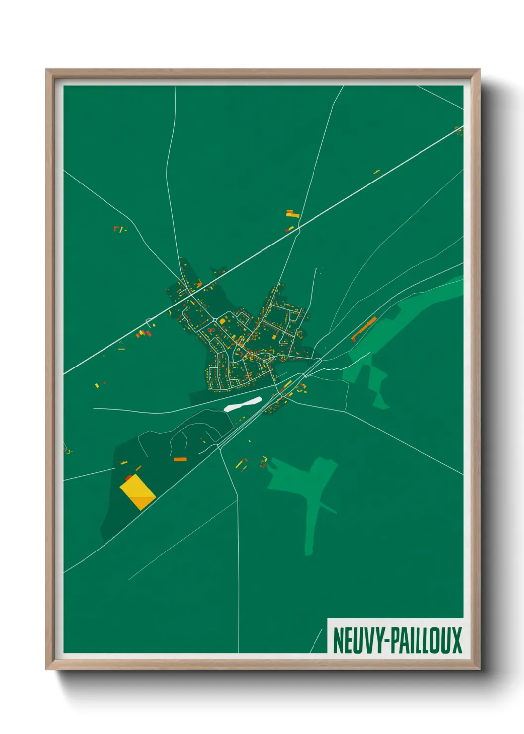 Une affiche de carte sur Neuvy-Pailloux