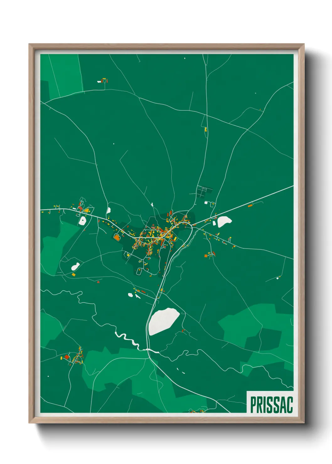 Une affiche de carte sur Prissac