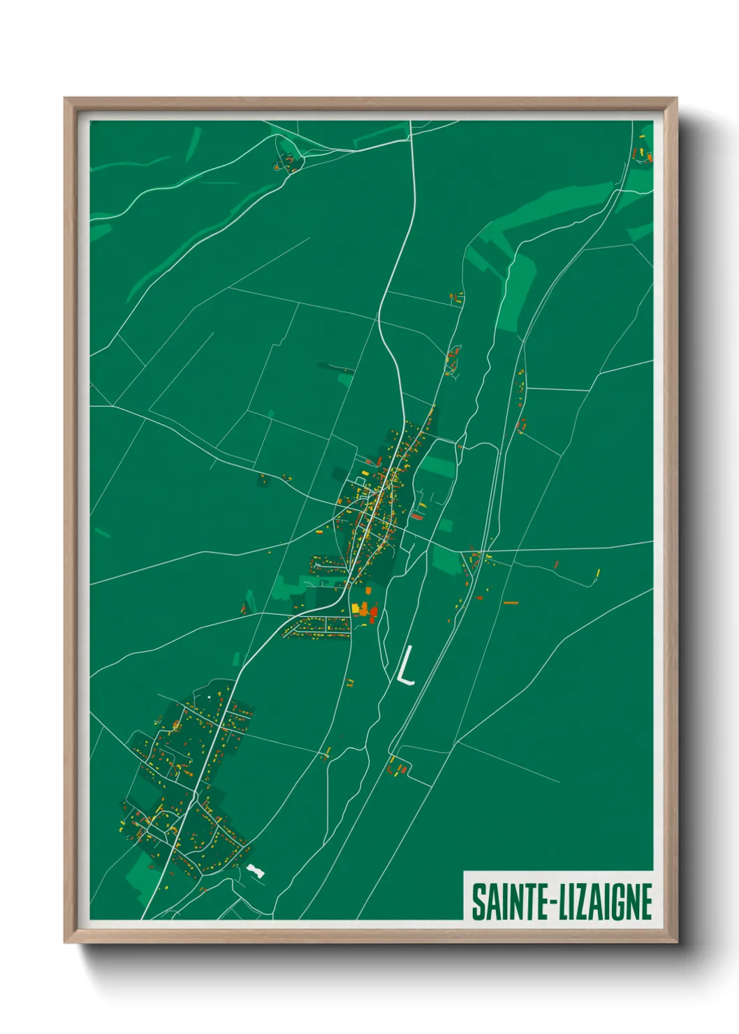Une affiche de carte sur Sainte-Lizaigne
