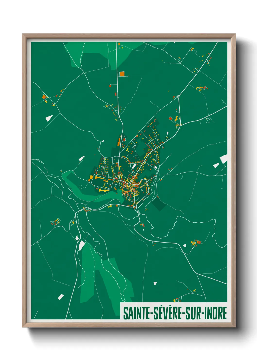 Une affiche de carte sur Sainte-Sévère-sur-Indre