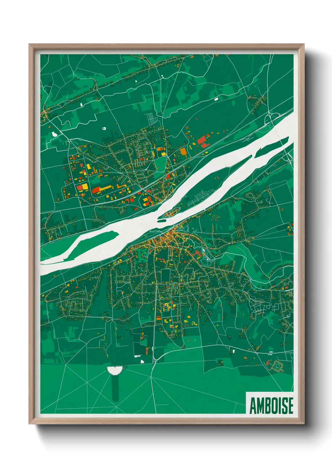 Une affiche de carte sur Amboise