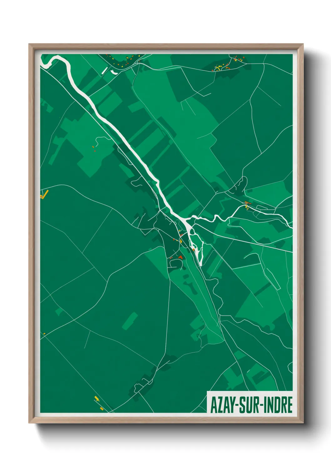 Une affiche de carte sur Azay-sur-Indre