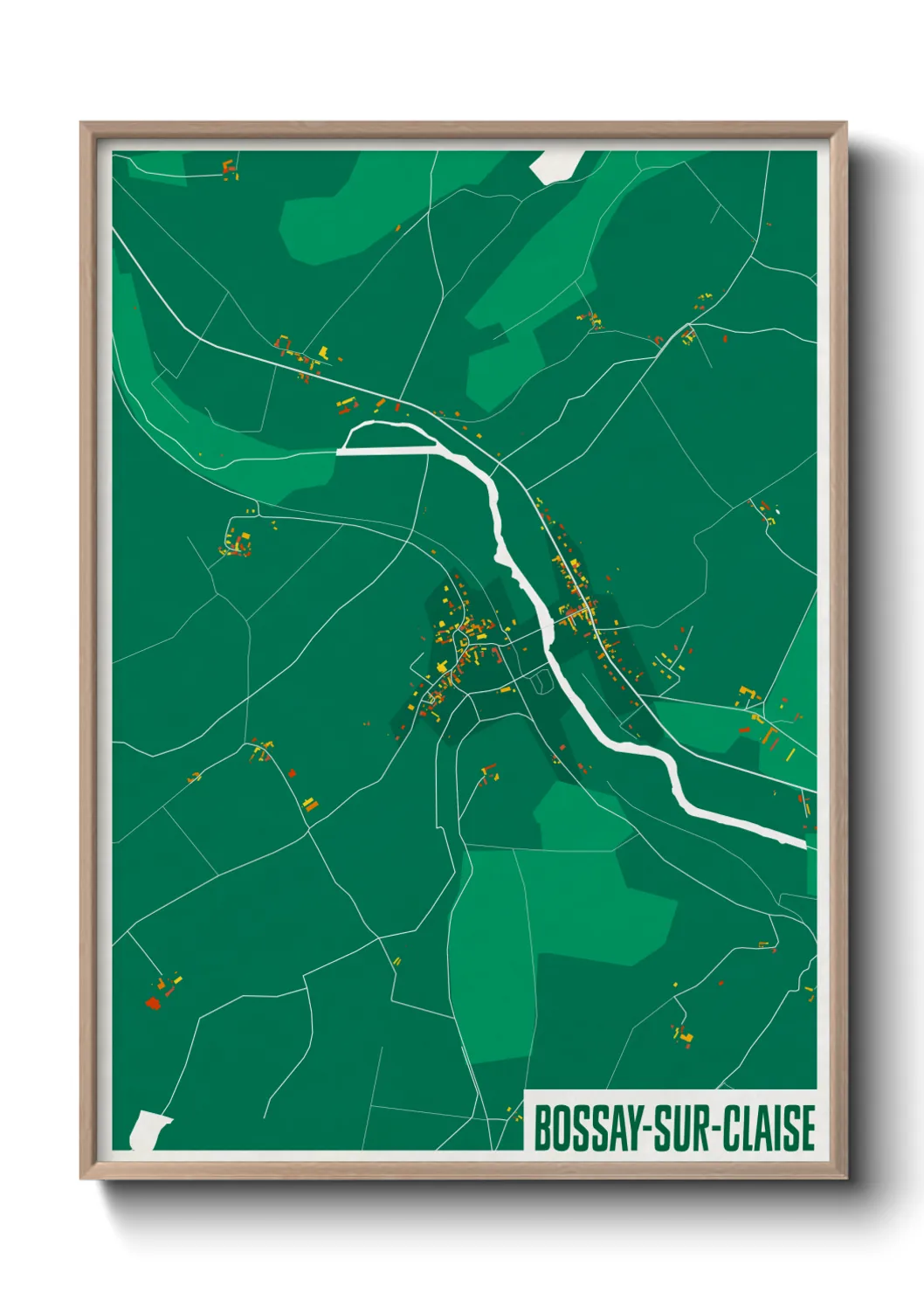 Une affiche de carte sur Bossay-sur-Claise