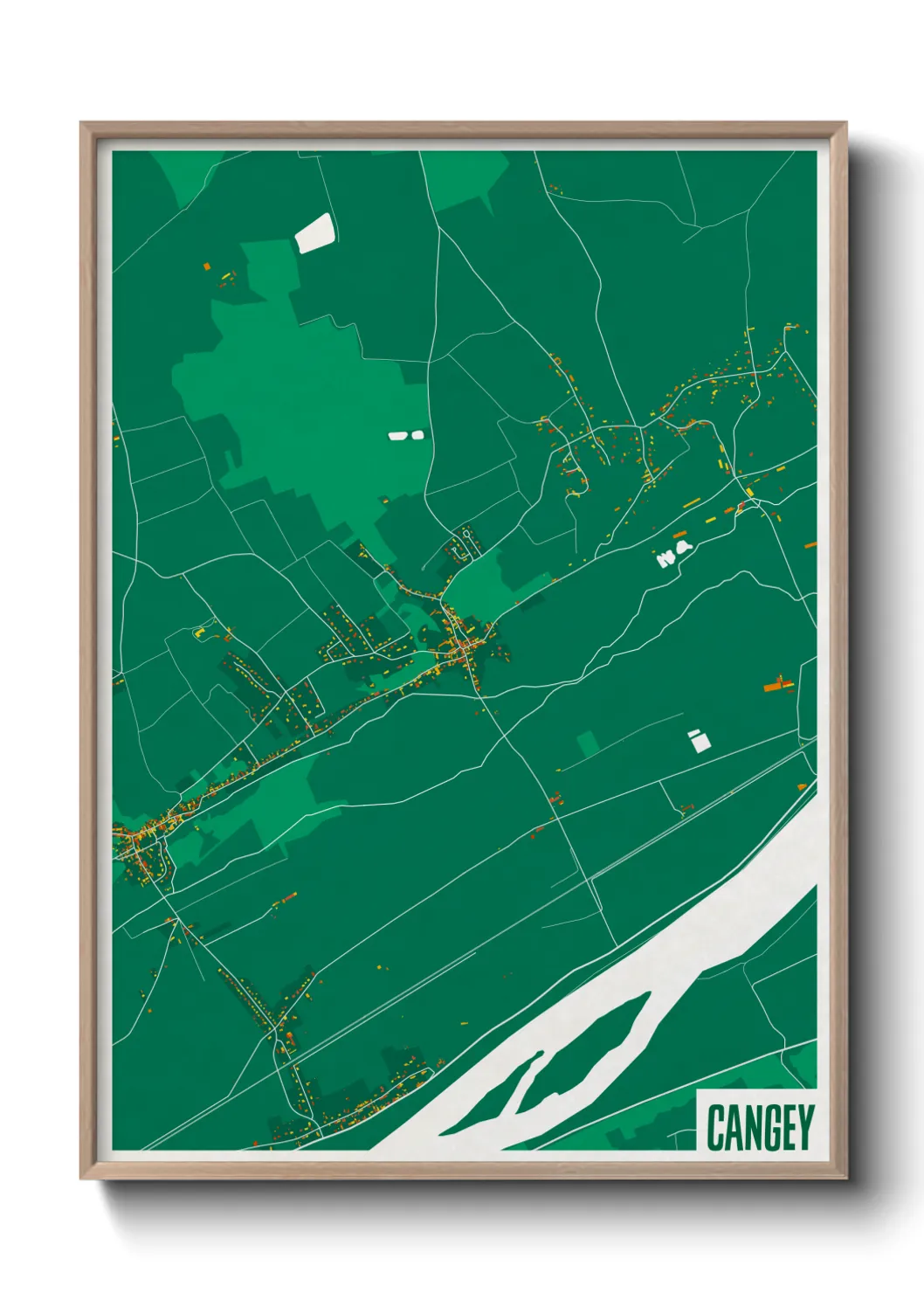 Une affiche de carte sur Cangey