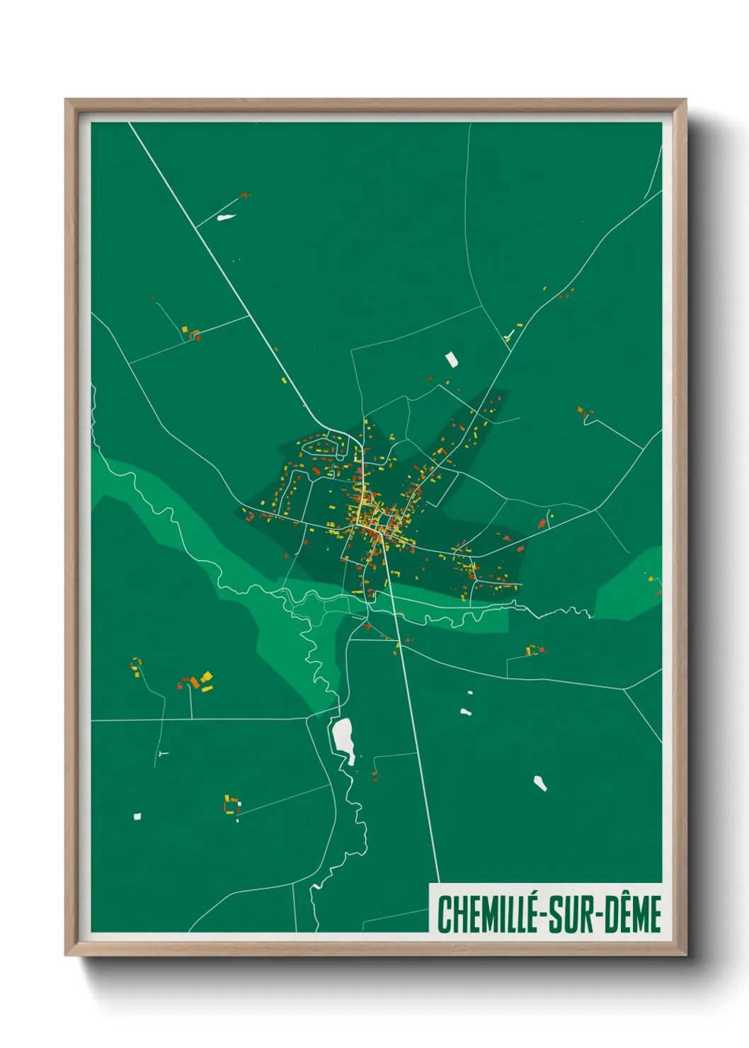 Une affiche de carte sur Chemillé-sur-Dême
