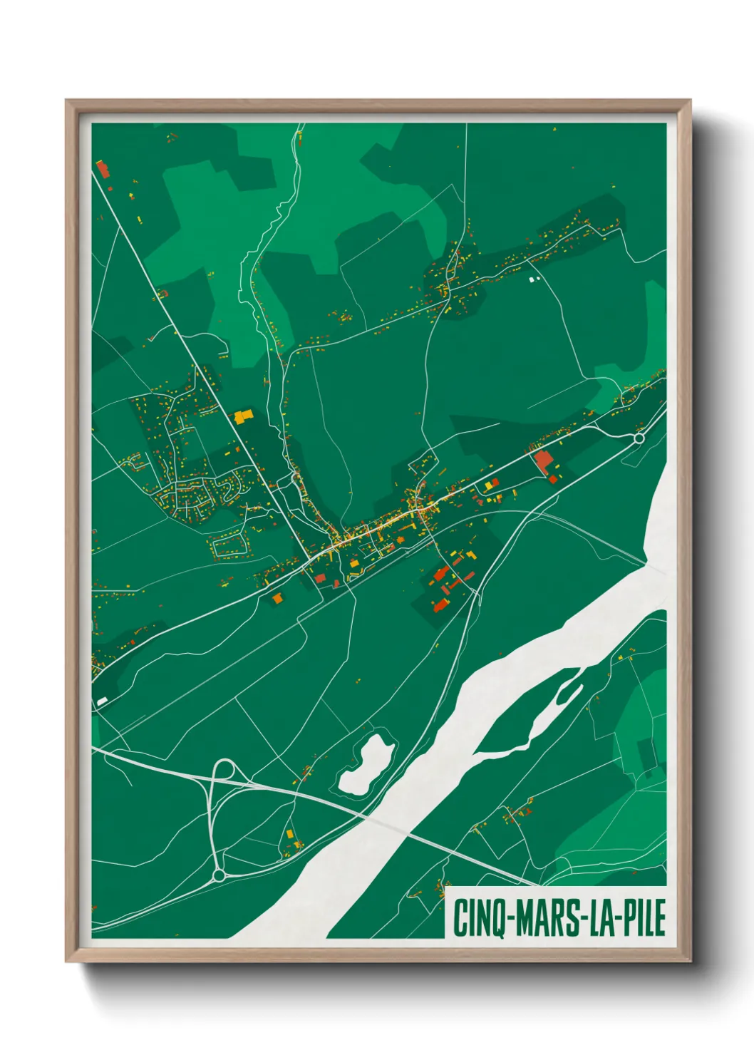 Une affiche de carte sur Cinq-Mars-la-Pile