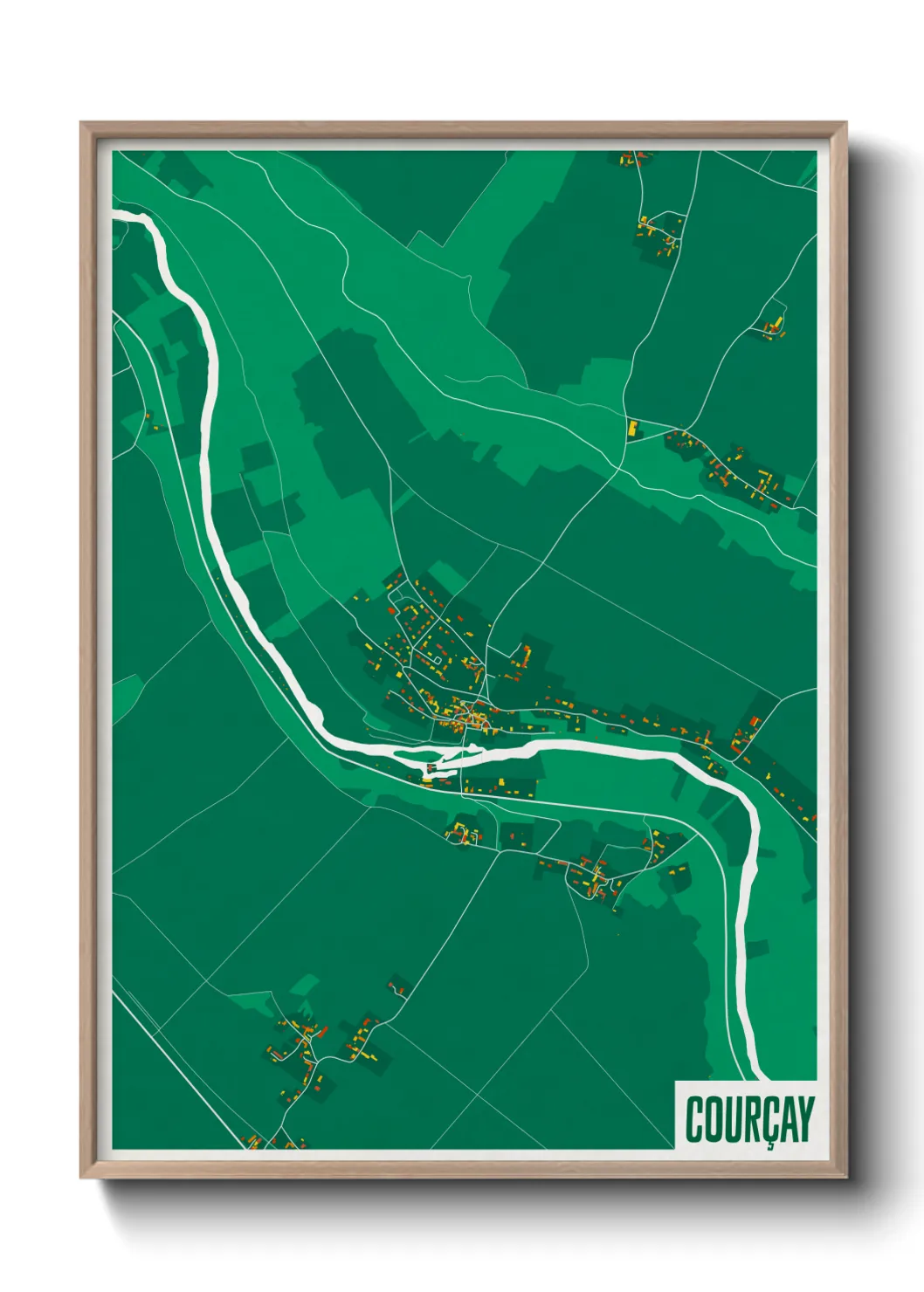 Une affiche de carte sur Courçay