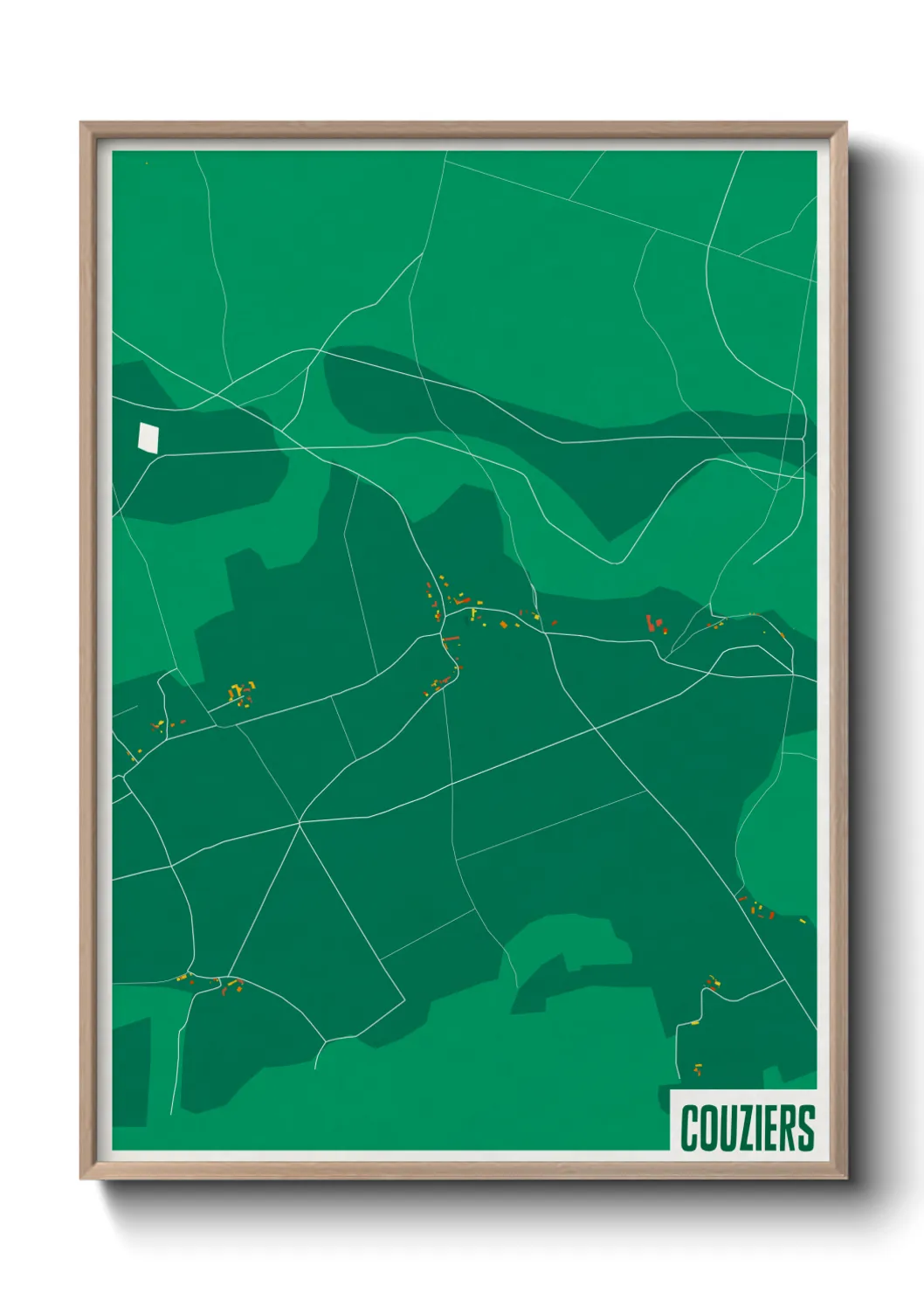 Une affiche de carte sur Couziers