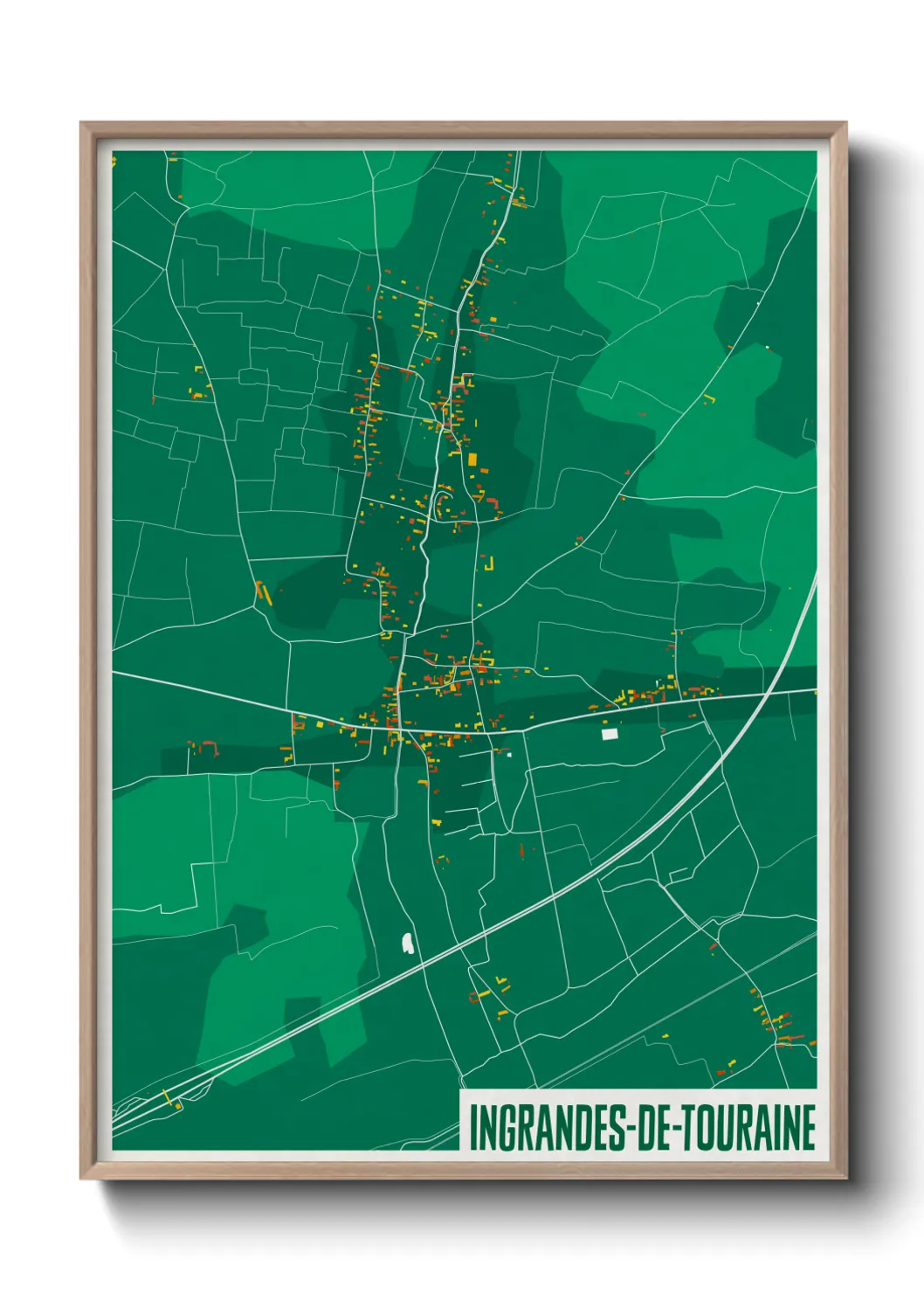 Une affiche de carte sur Ingrandes-de-Touraine
