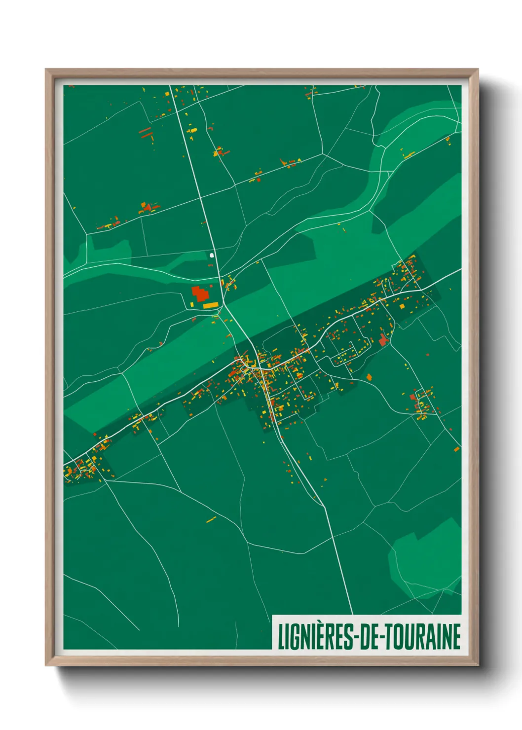 Une affiche de carte sur Lignières-de-Touraine