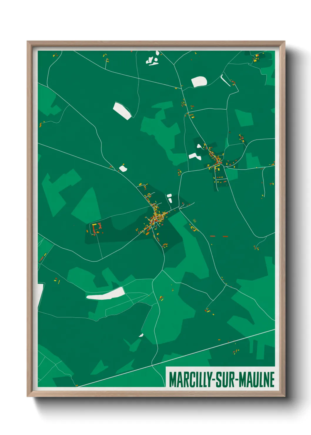 Une affiche de carte sur Marcilly-sur-Maulne