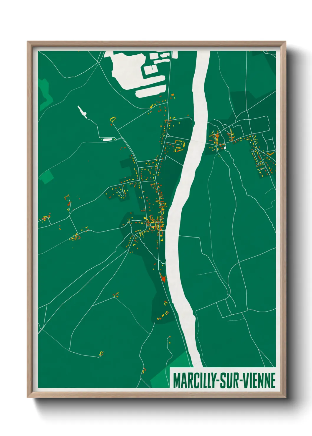 Une affiche de carte sur Marcilly-sur-Vienne