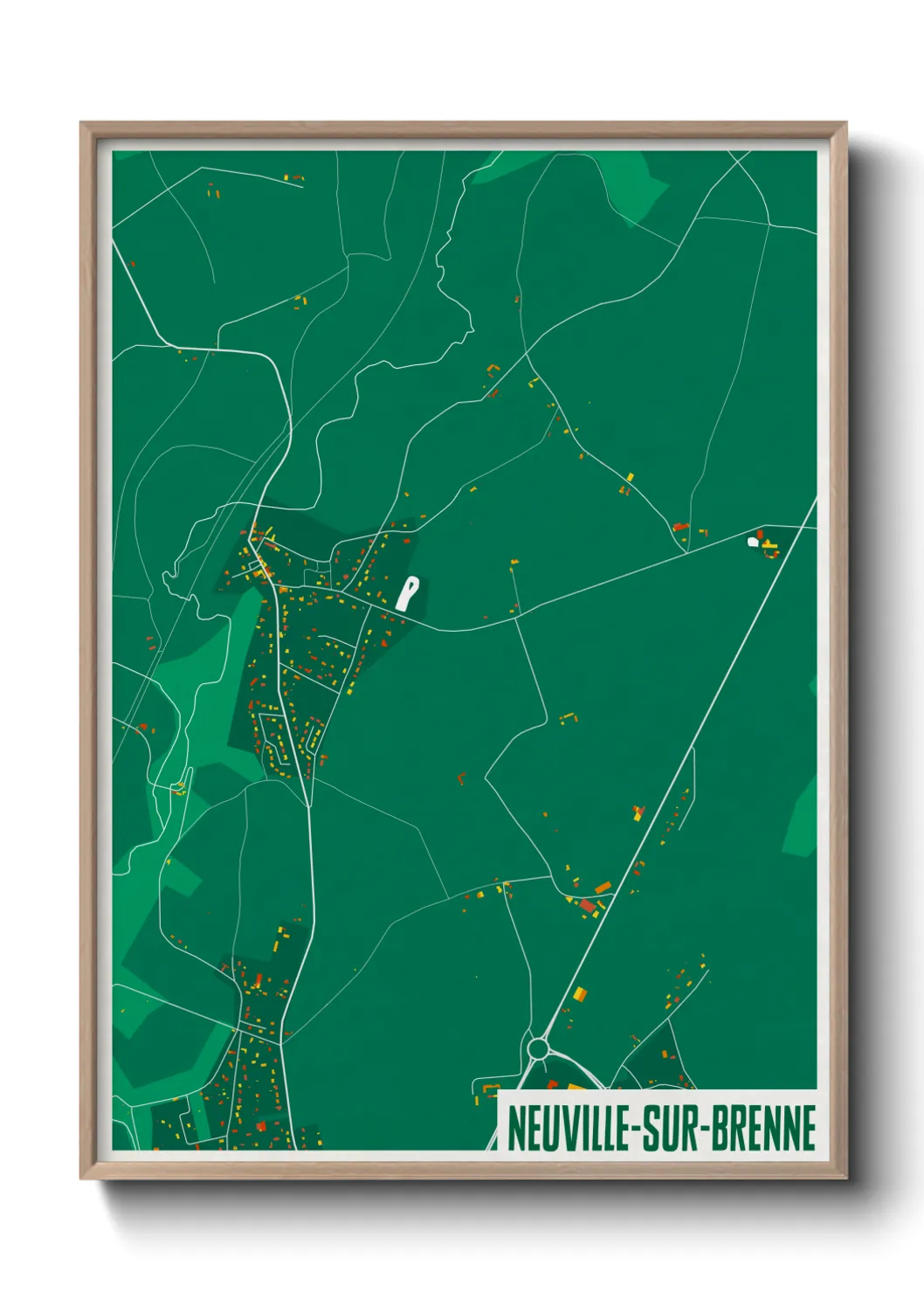 Une affiche de carte sur Neuville-sur-Brenne
