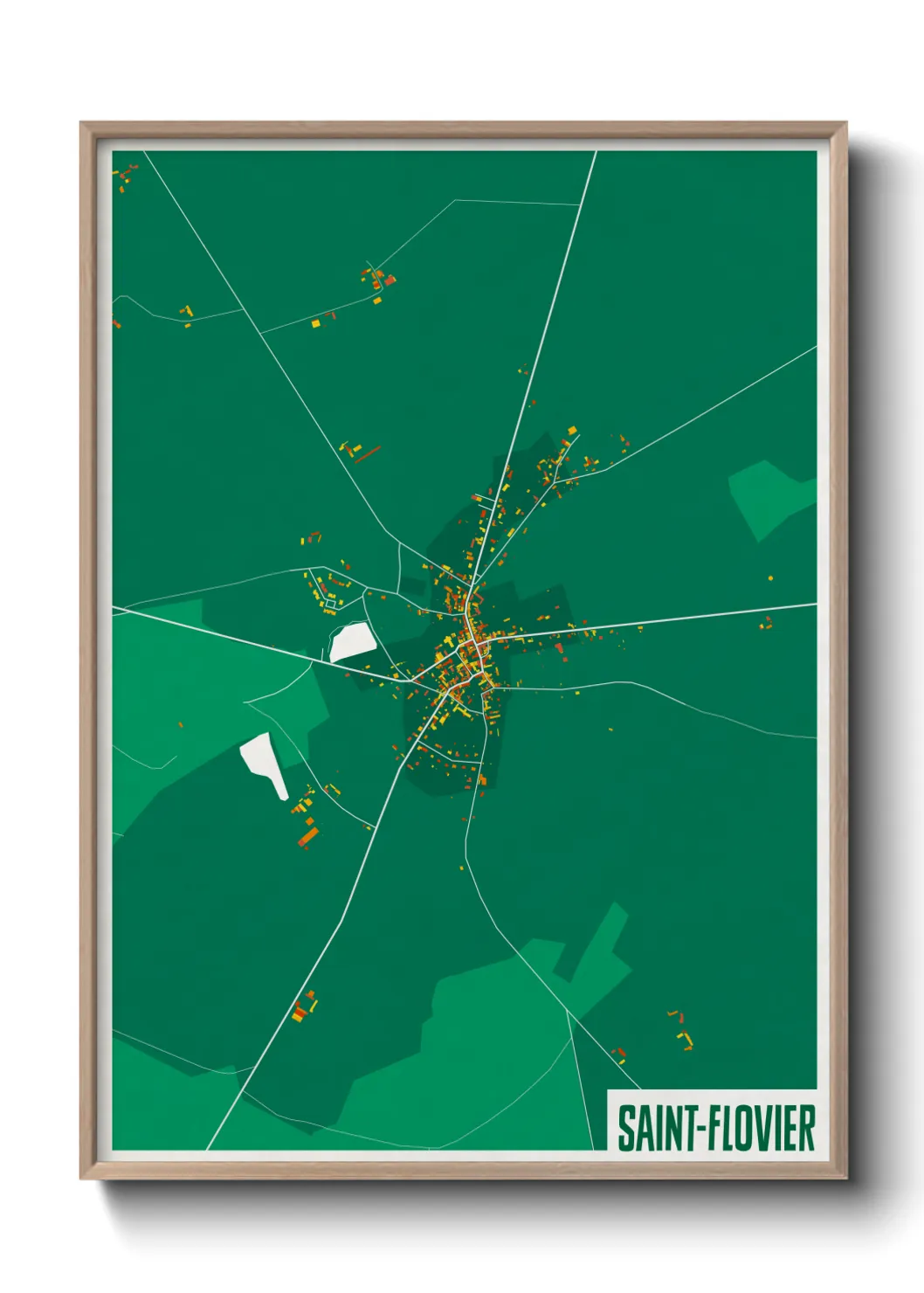 Une affiche de carte sur Saint-Flovier