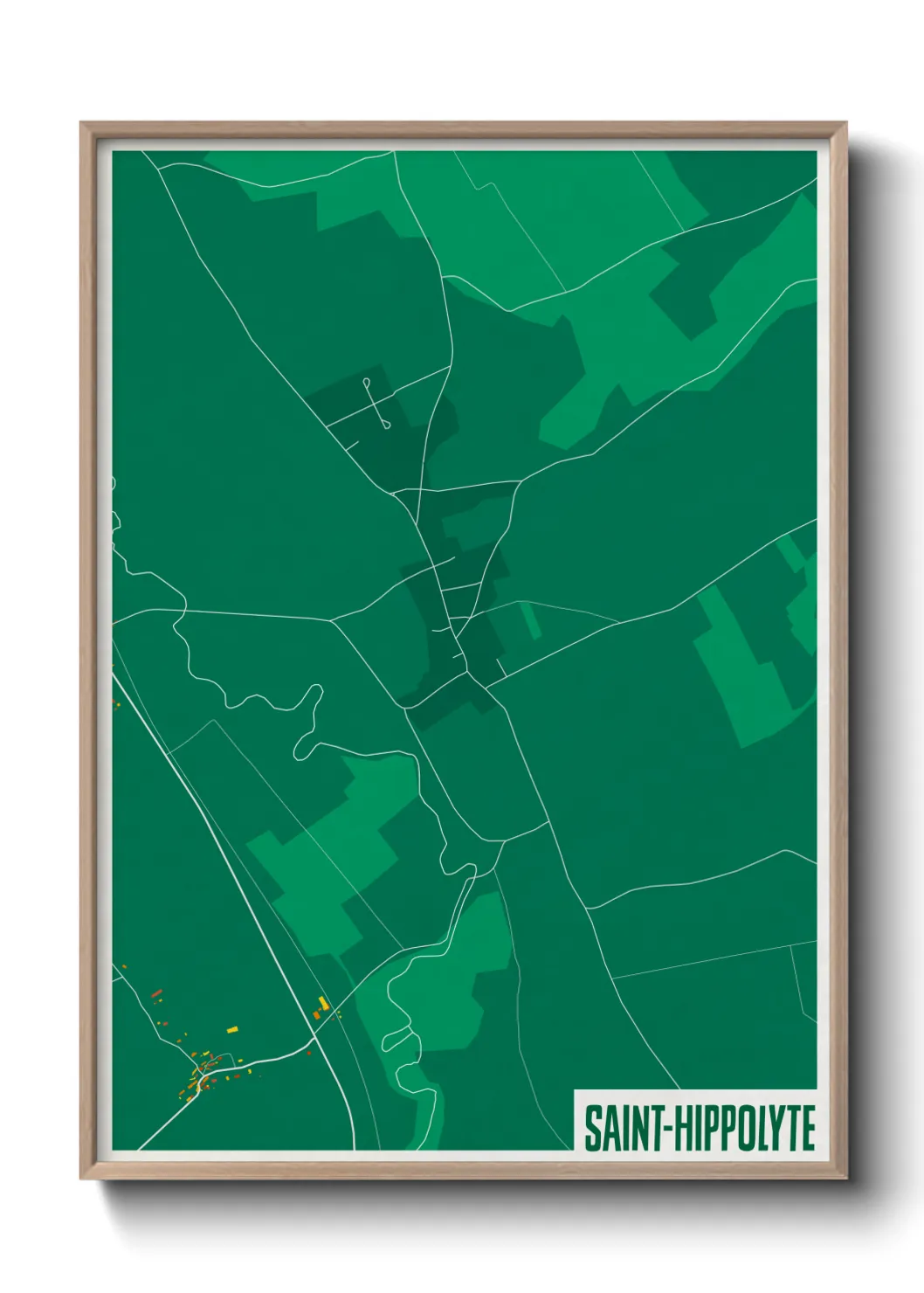 Une affiche de carte sur Saint-Hippolyte