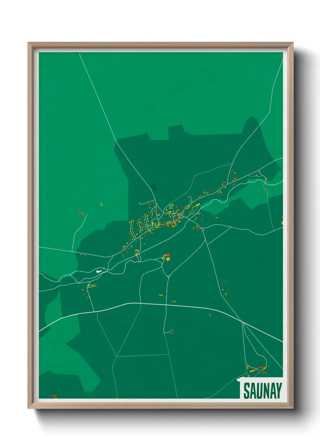 Une affiche de carte sur Saunay