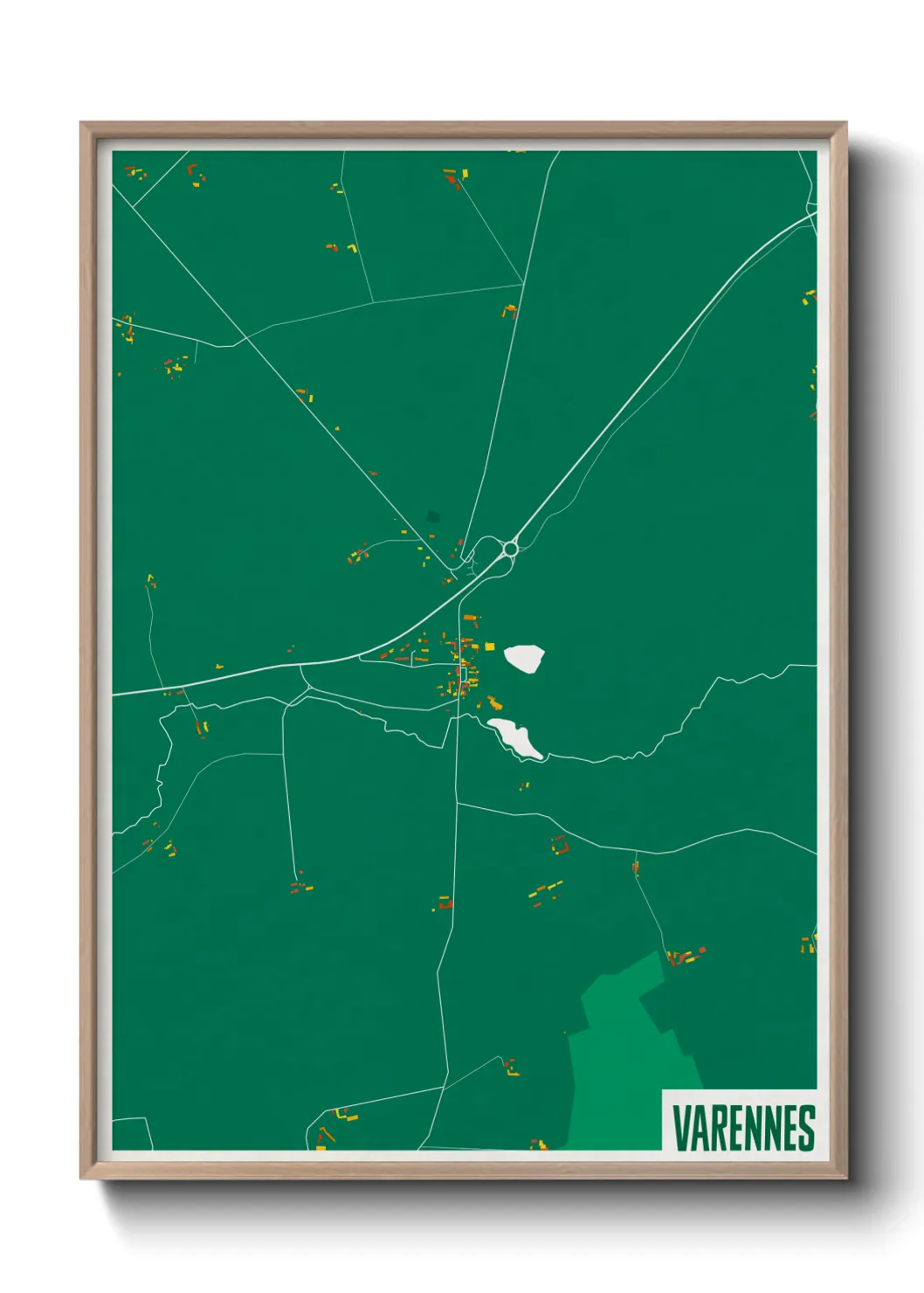 Une affiche de carte sur Varennes