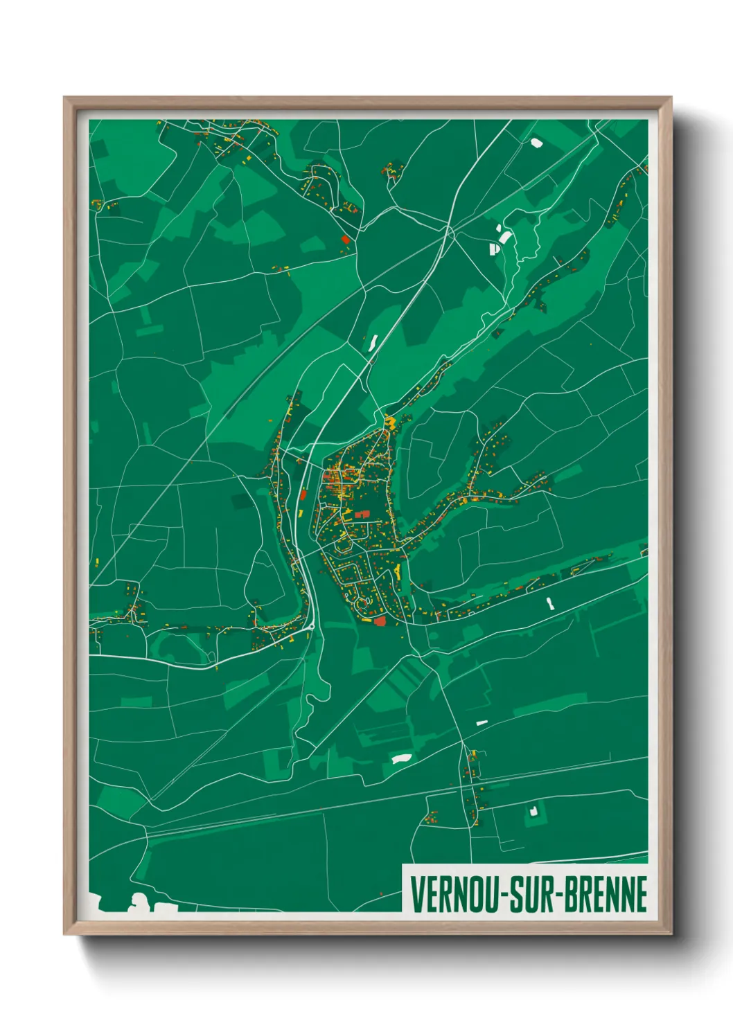 Une affiche de carte sur Vernou-sur-Brenne