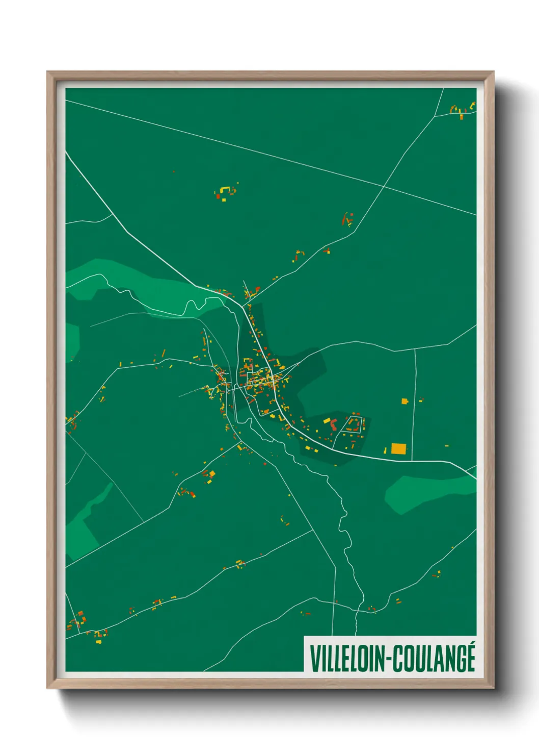 Une affiche de carte sur Villeloin-Coulangé
