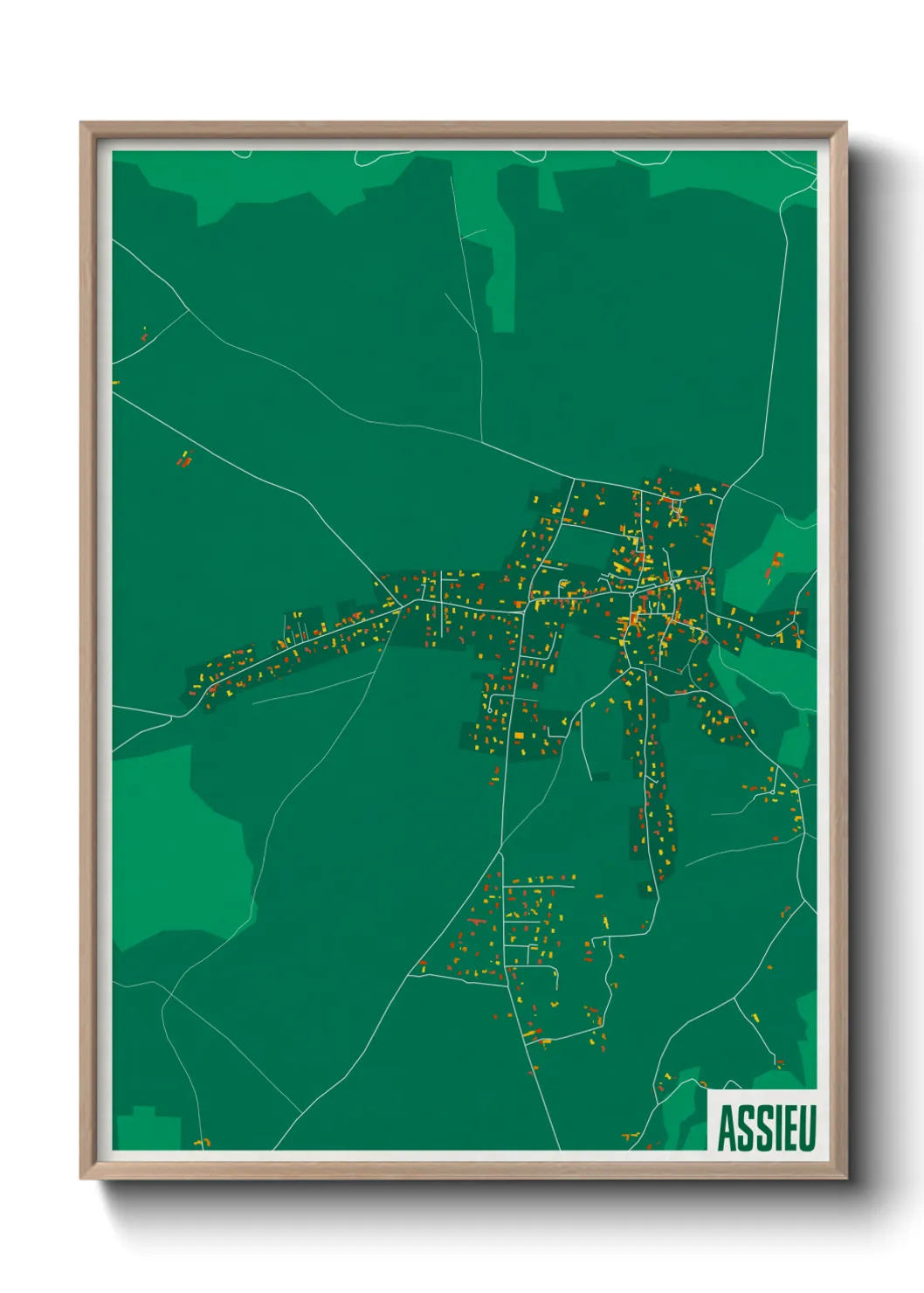 Une affiche de carte sur Assieu