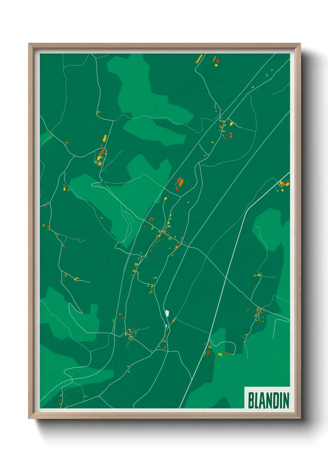 Une affiche de carte sur Blandin