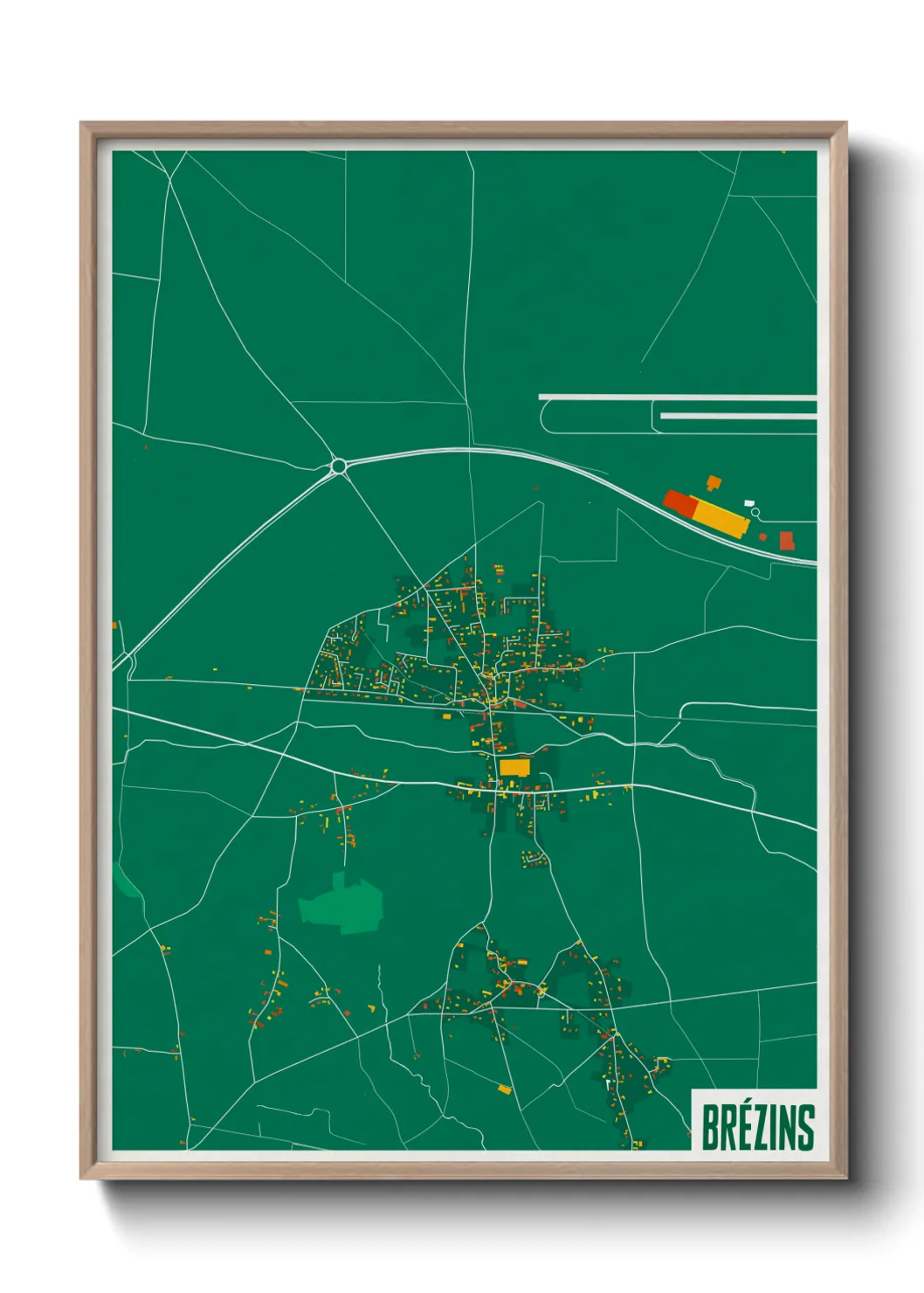Une affiche de carte sur Brézins