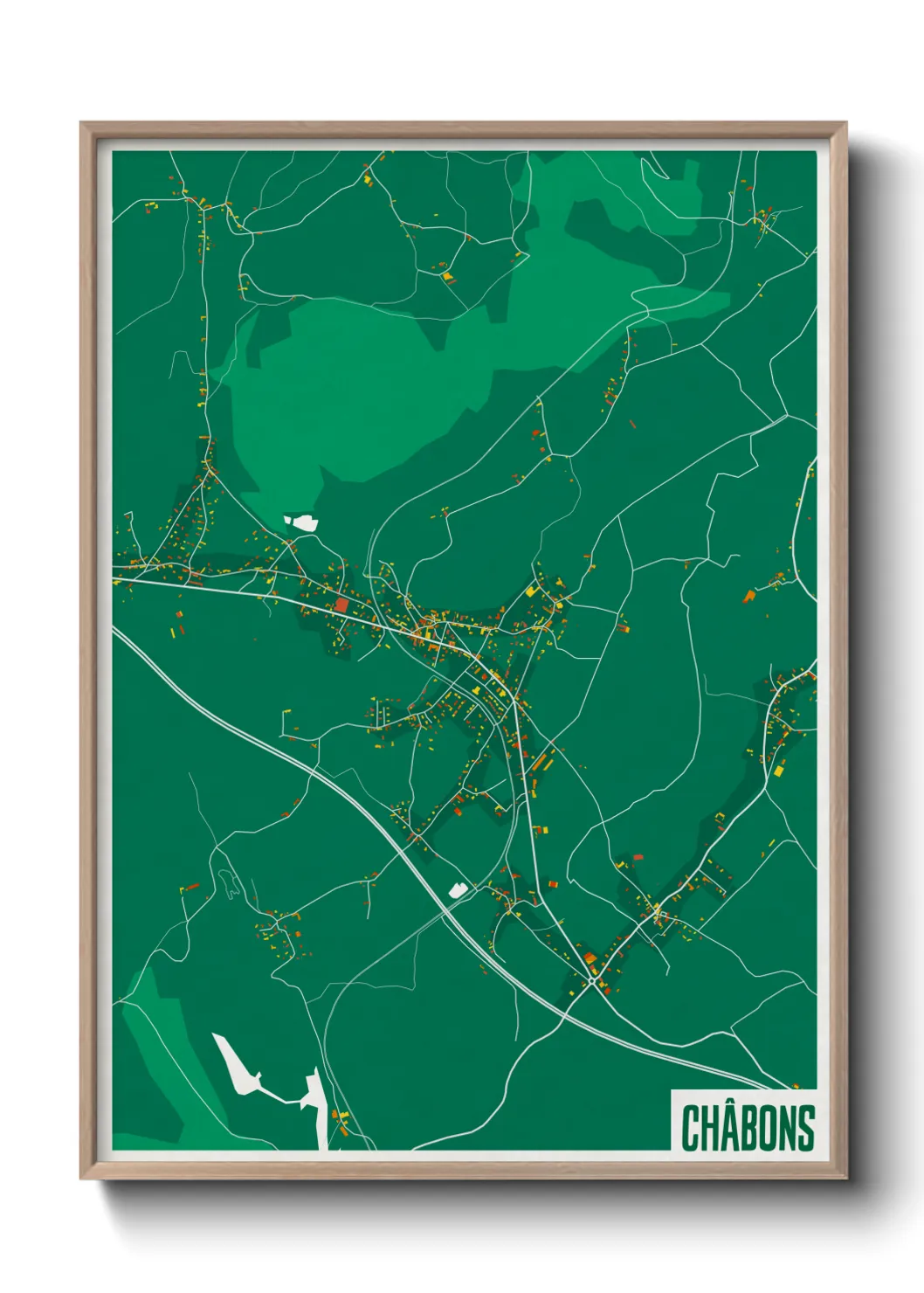 Une affiche de carte sur Châbons