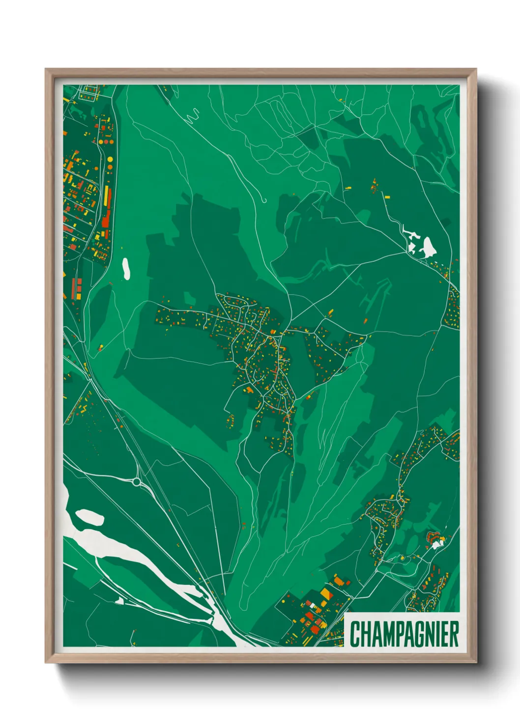 Une affiche de carte sur Champagnier