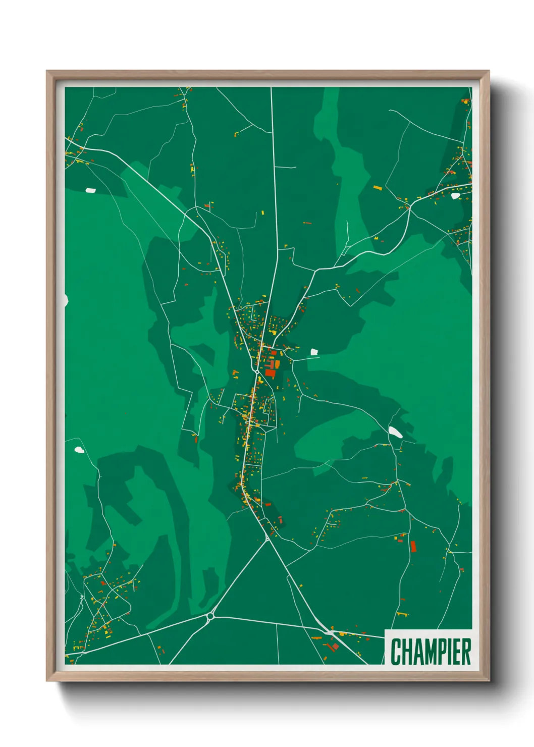 Une affiche de carte sur Champier