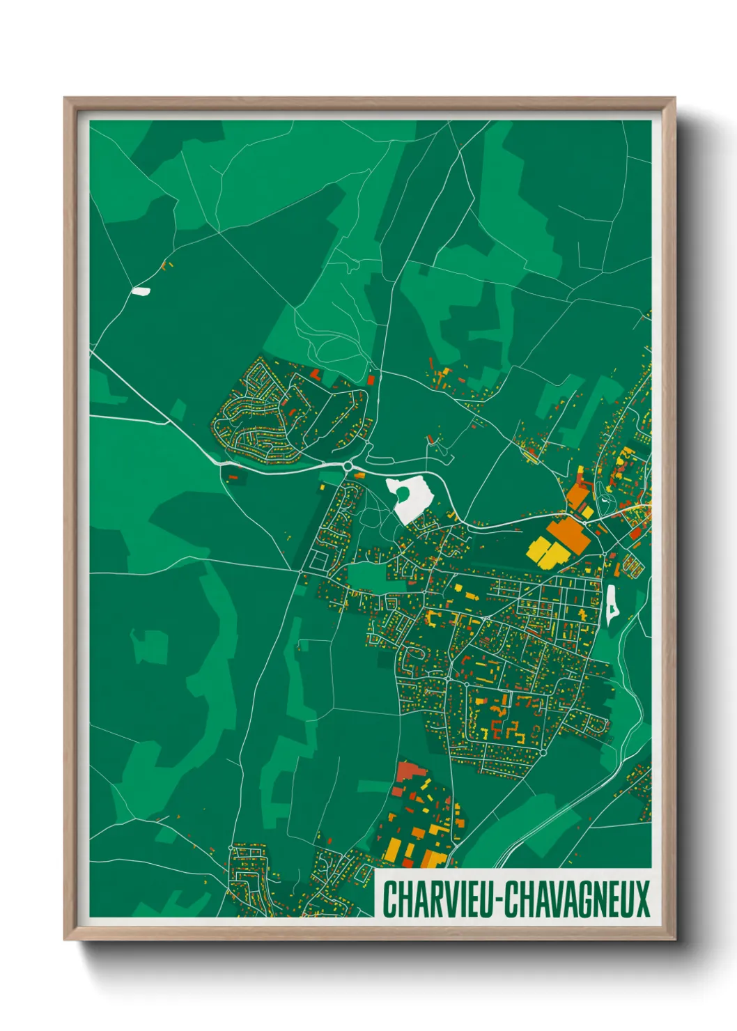 Une affiche de carte sur Charvieu-Chavagneux