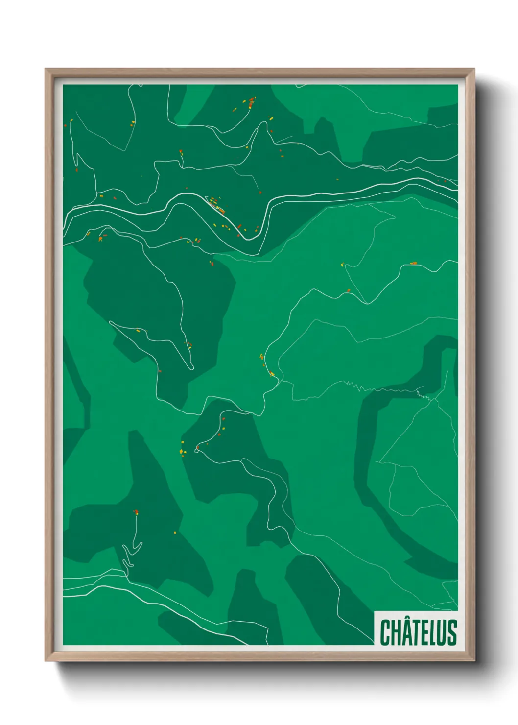 Une affiche de carte sur Châtelus