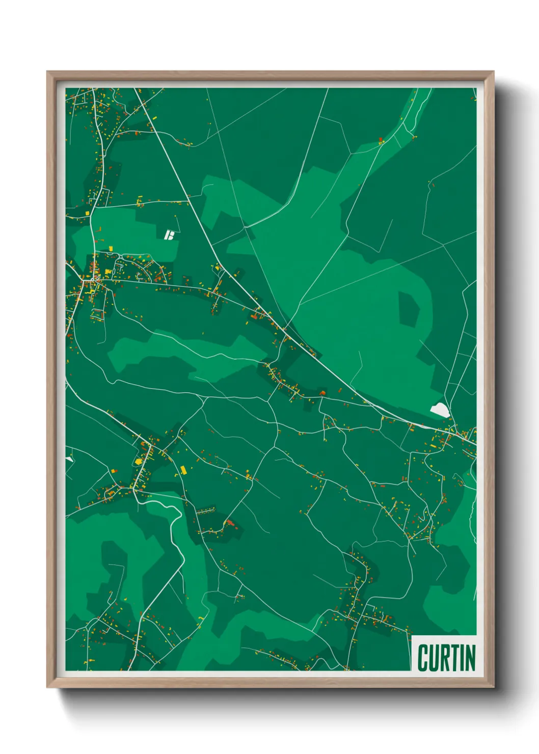 Une affiche de carte sur Curtin