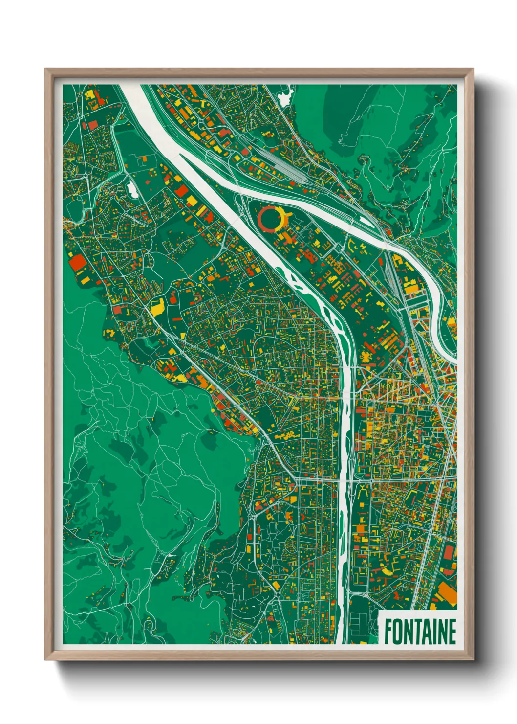 Une affiche de carte sur Fontaine