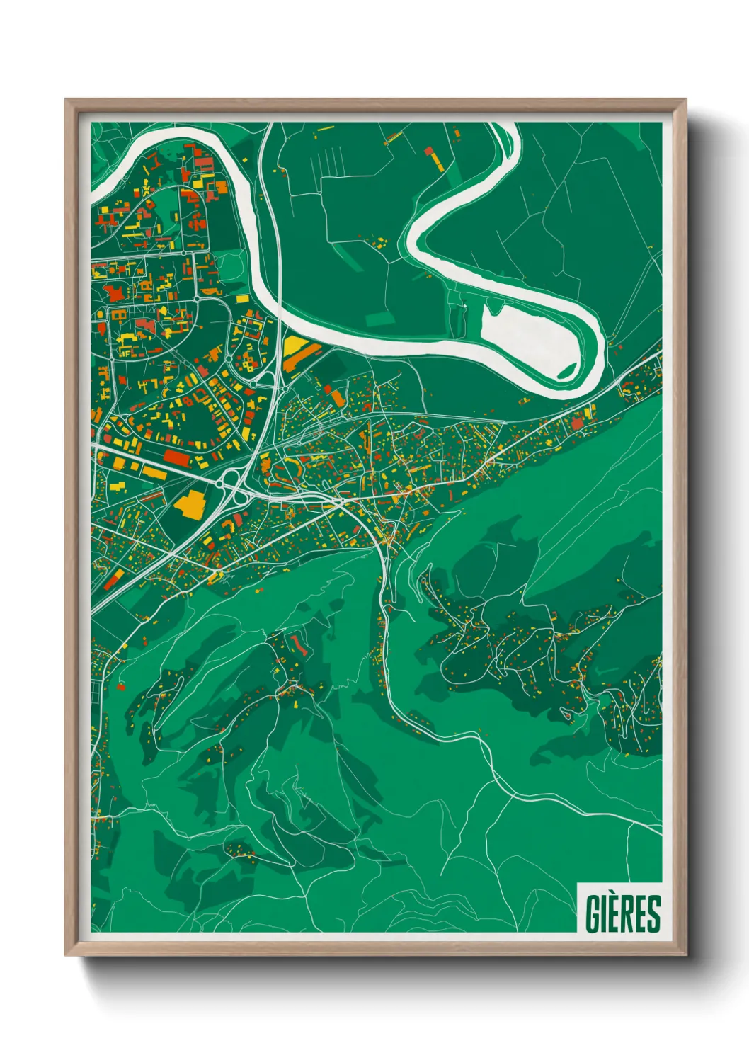 Une affiche de carte sur Gières