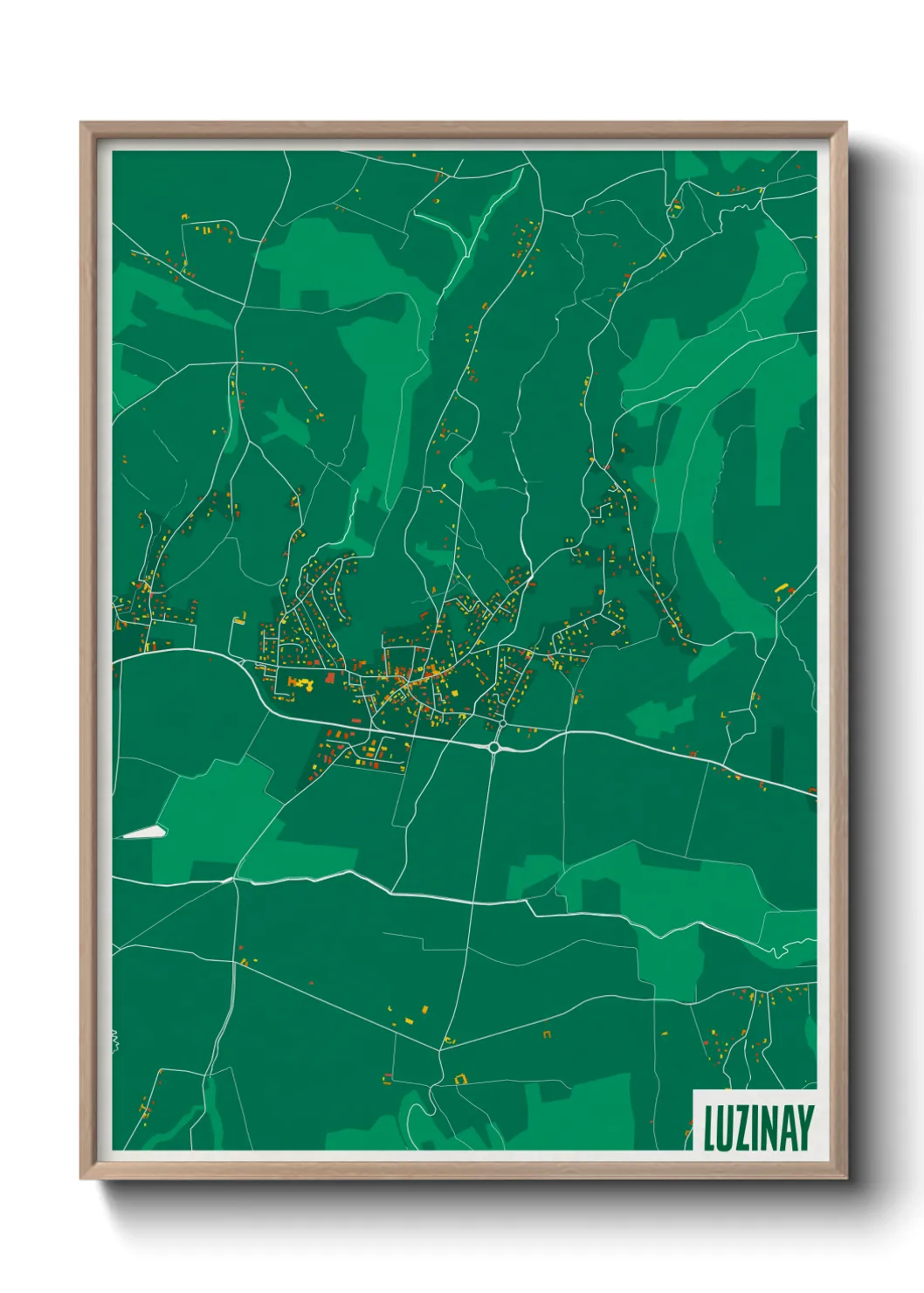 Une affiche de carte sur Luzinay