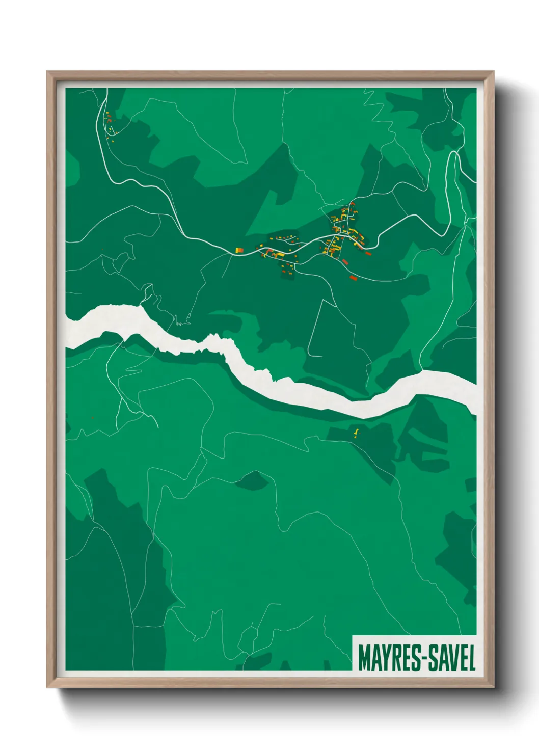 Une affiche de carte sur Mayres-Savel