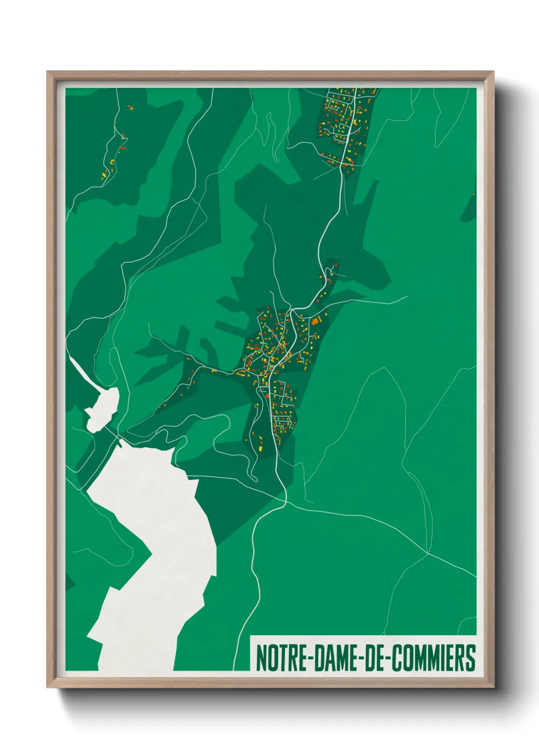 Une affiche de carte sur Notre-Dame-de-Commiers