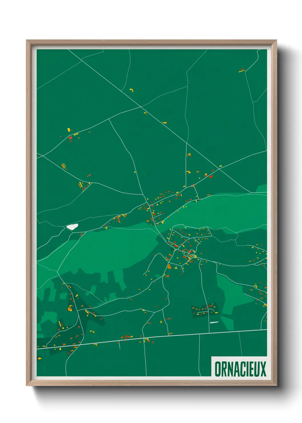 Une affiche de carte sur Ornacieux