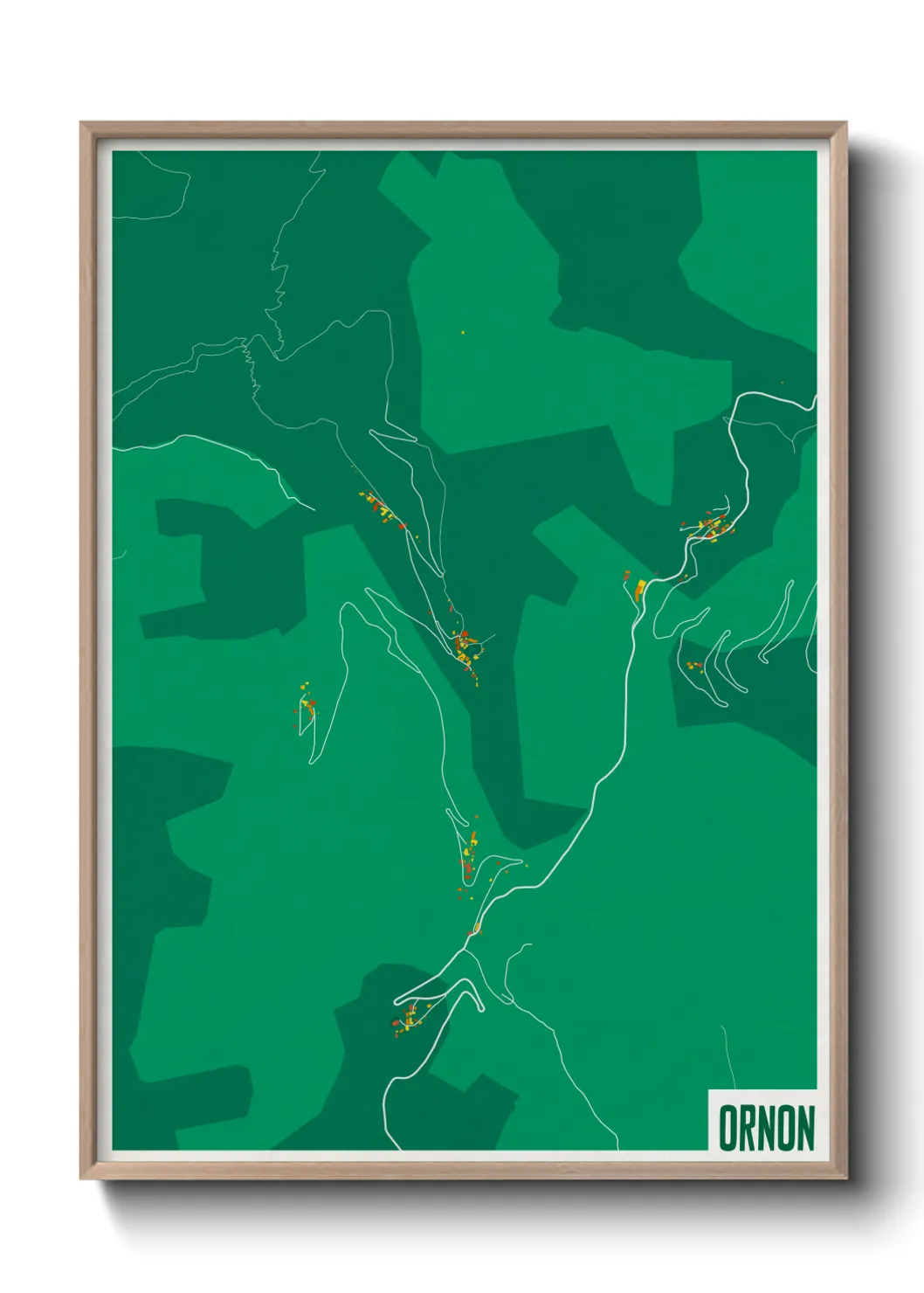 Une affiche de carte sur Ornon