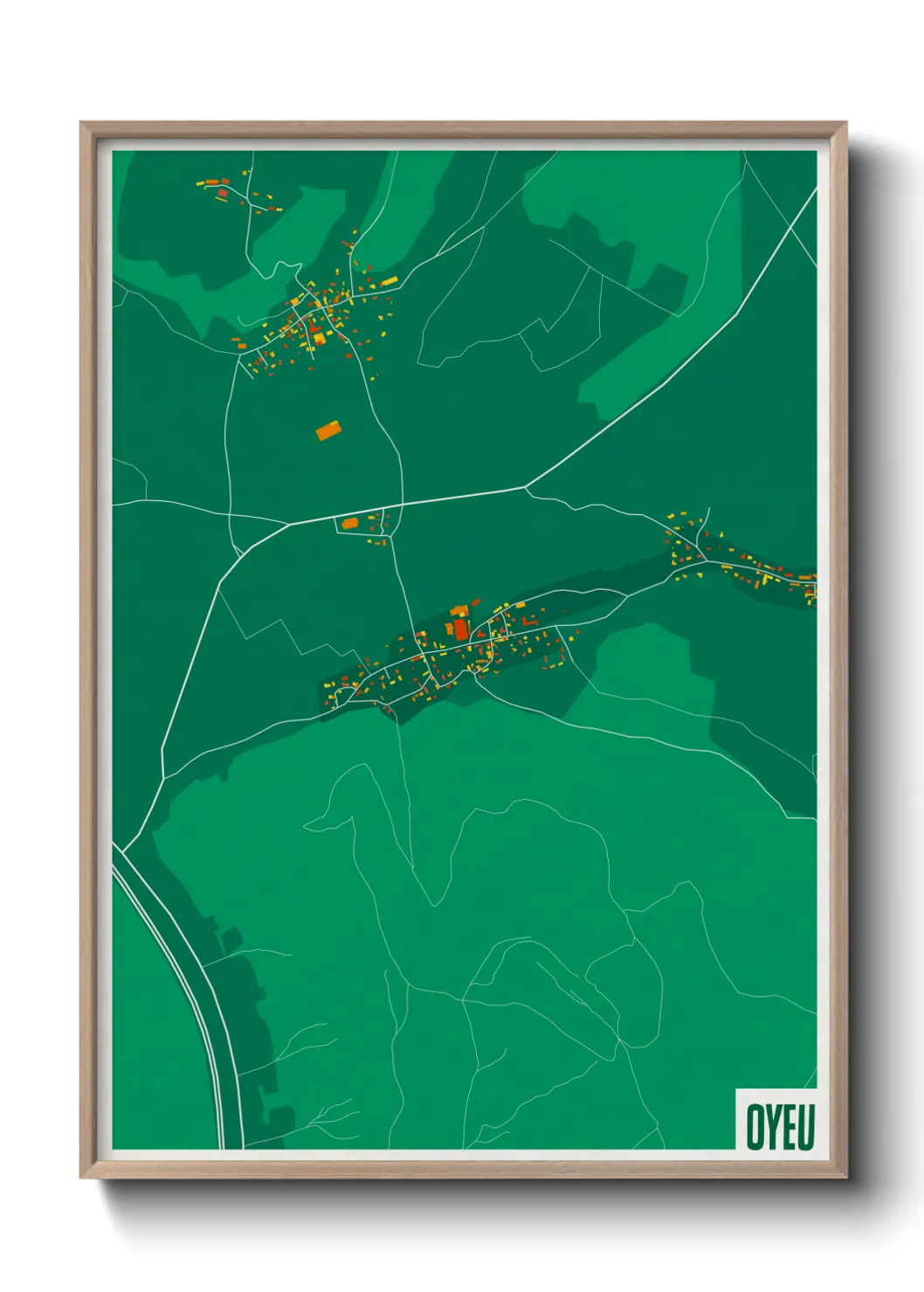 Une affiche de carte sur Oyeu