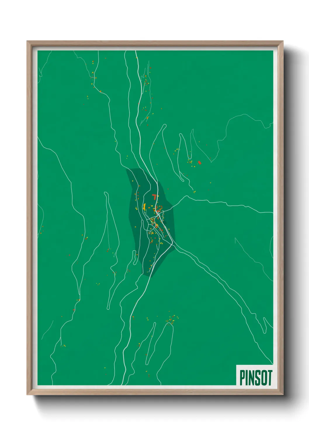 Une affiche de carte sur Pinsot