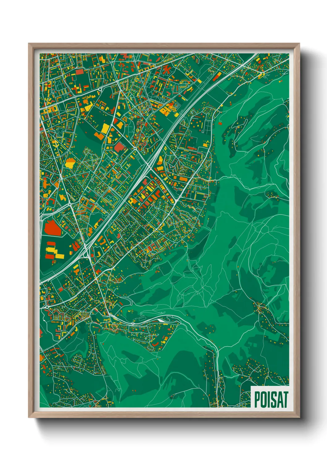 Une affiche de carte sur Poisat