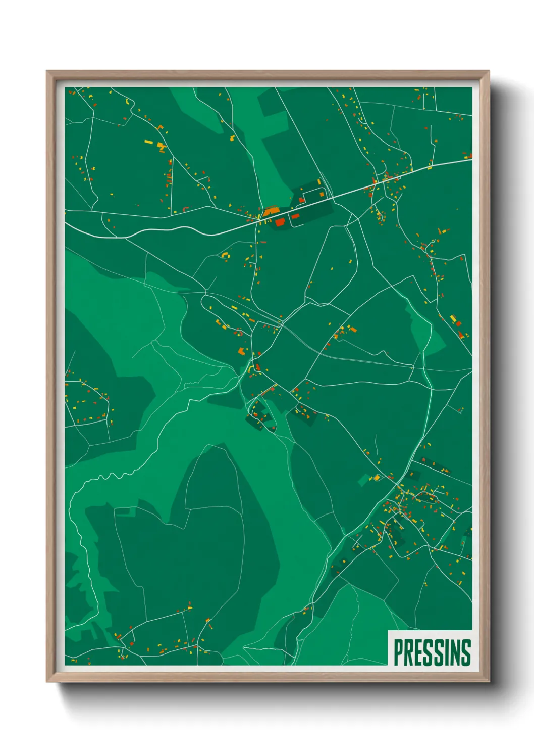 Une affiche de carte sur Pressins
