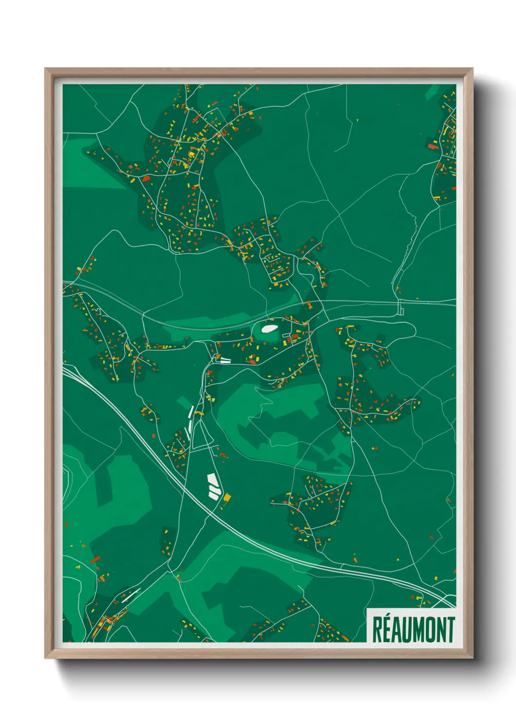 Une affiche de carte sur Réaumont